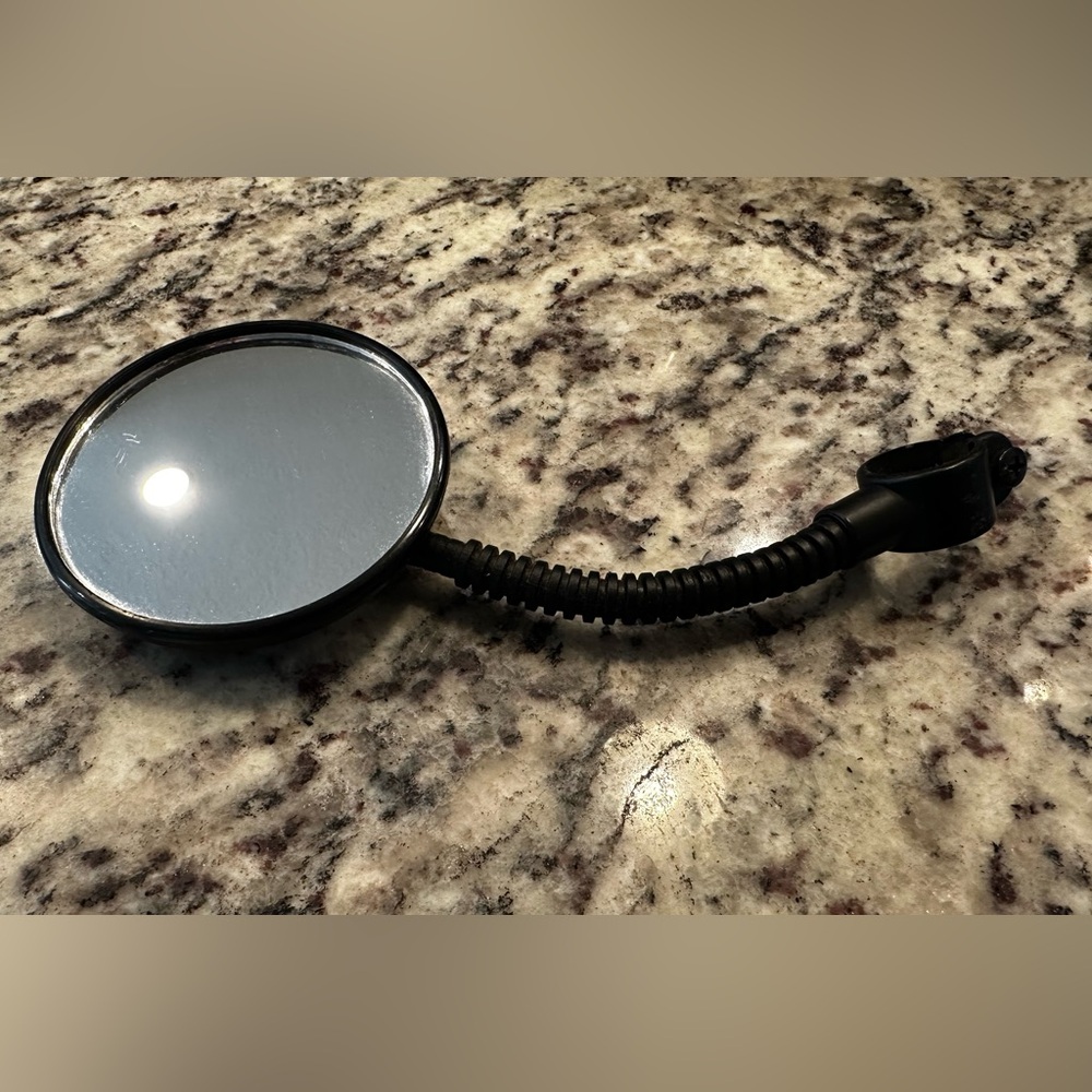 Black Bike Mirror with Flexible Gooseneck *Mirror is 3.5” diameter